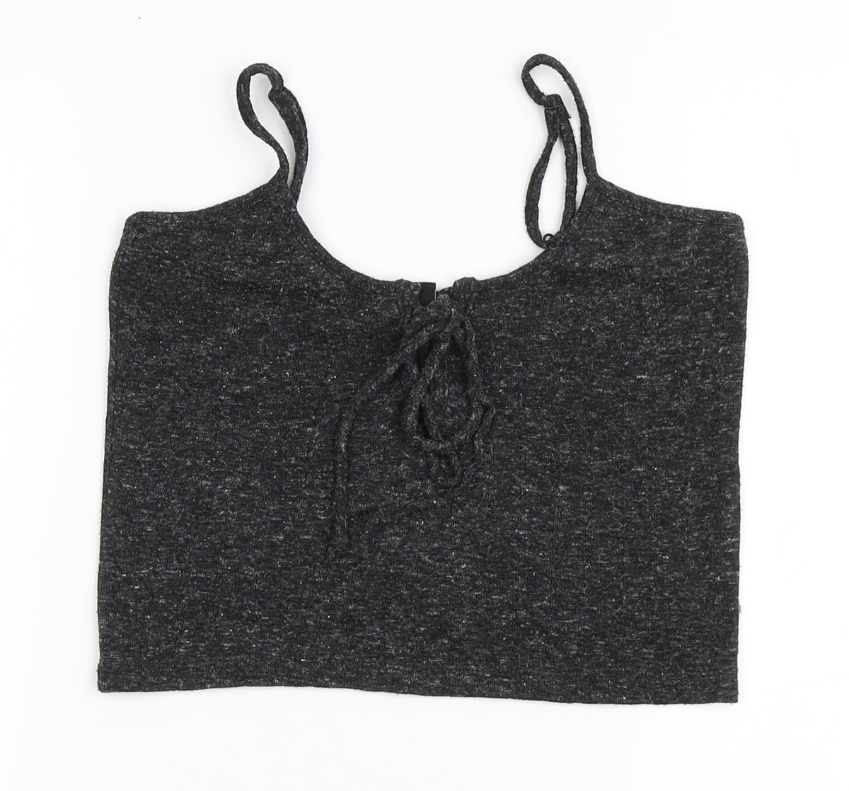 Additional front view of FACTORIE women’s grey polyester cropped t-shirt, size S, round neck