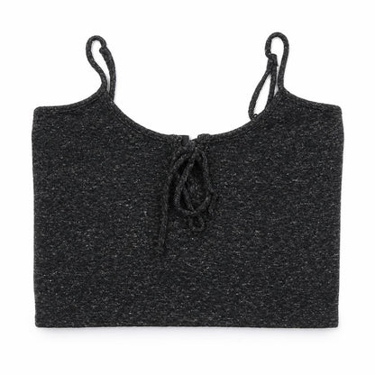 Front view of FACTORIE women’s grey polyester cropped t-shirt, size S, round neck