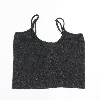 Back view of FACTORIE women’s grey polyester cropped t-shirt, size S, round neck