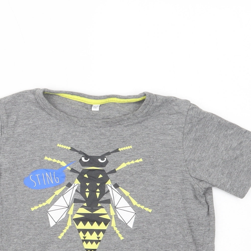 Marks Girls Grey  Cotton Pullover T-Shirt Size 4-5 Years Crew Neck Pullover - Bee Sting