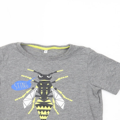 Marks Girls Grey  Cotton Pullover T-Shirt Size 4-5 Years Crew Neck Pullover - Bee Sting