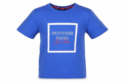 Front view of George girls’ blue cotton pullover t-shirt, size 11-12, years crew neck pullover - future icon