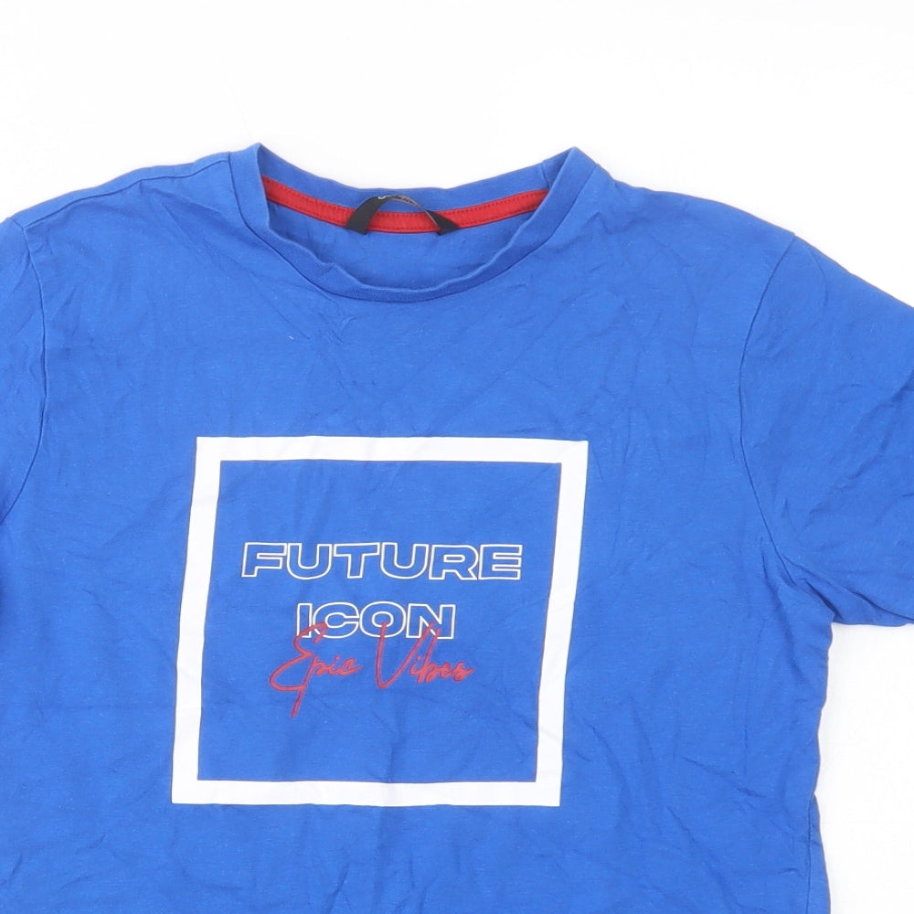 George Girls Blue  Cotton Pullover T-Shirt Size 11-12 Years Crew Neck Pullover - Future Icon