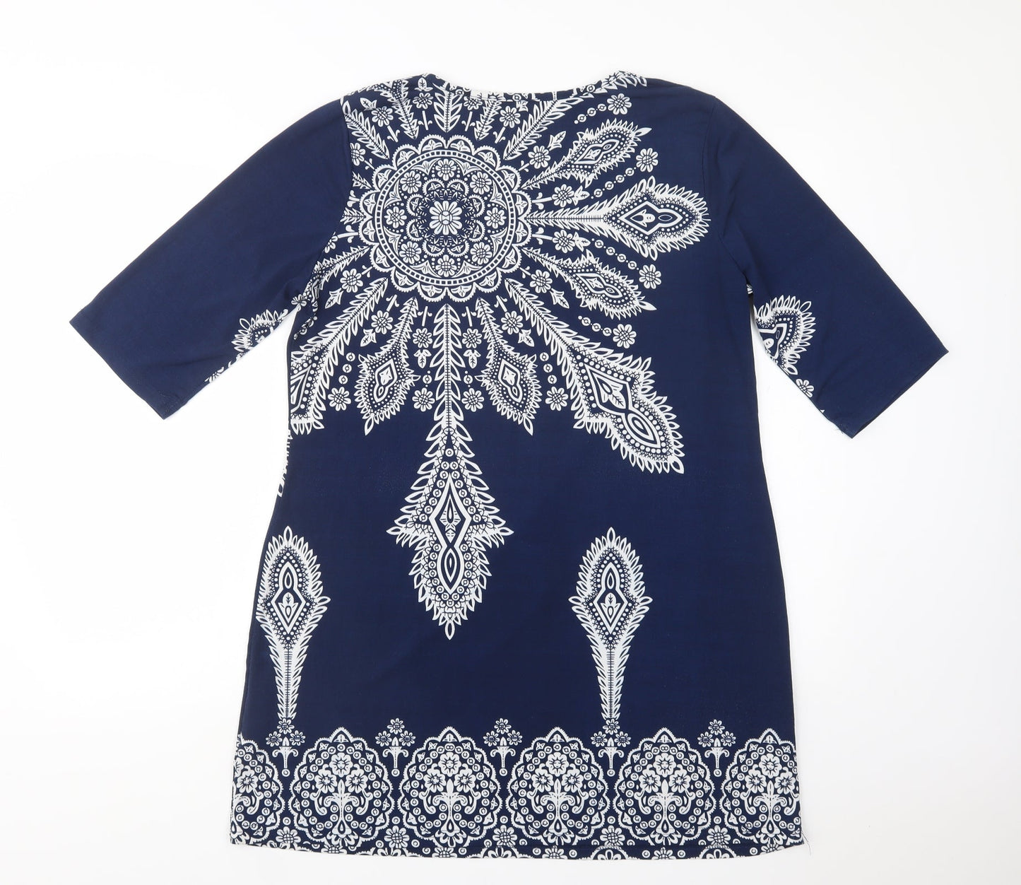 TG Womens Blue Paisley Polyester Shift  Size 14  Crew Neck Pullover