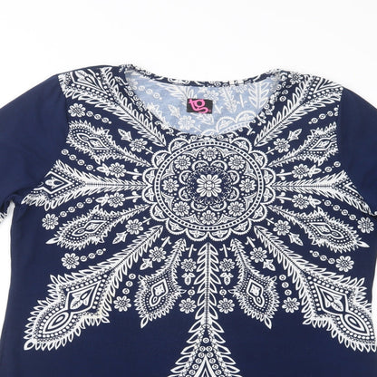 TG Womens Blue Paisley Polyester Shift  Size 14  Crew Neck Pullover