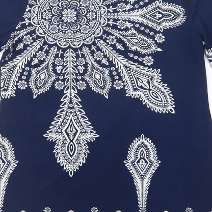 TG Womens Blue Paisley Polyester Shift  Size 14  Crew Neck Pullover