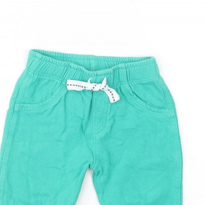 F&F Baby Green  Cotton Jogger Trousers Size 3-6 Months  Drawstring