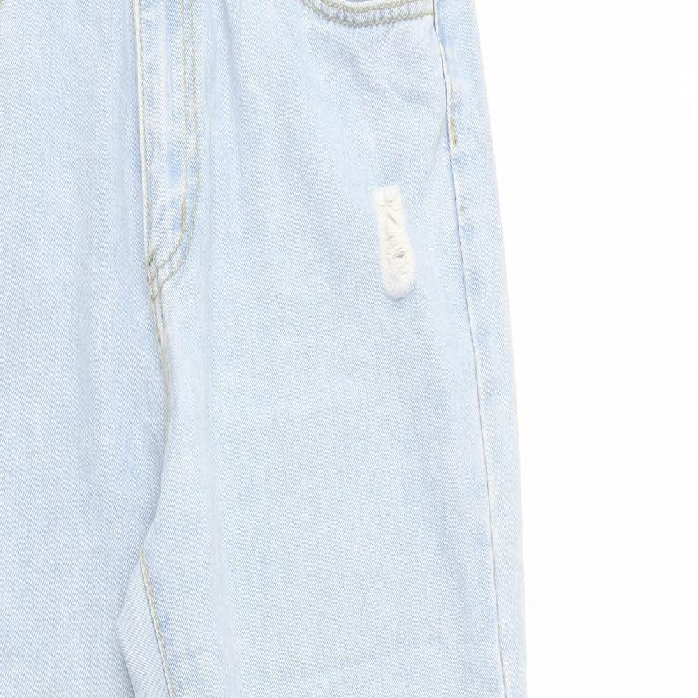 SheIn Womens Blue  Cotton Boyfriend Jeans Size M L27 in Regular Button