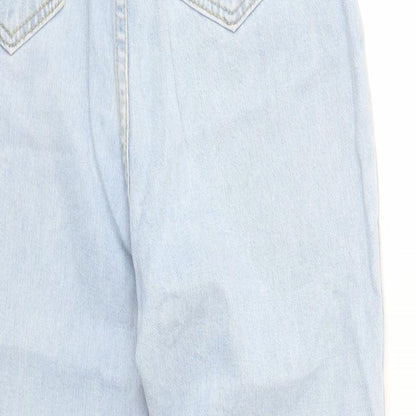 SheIn Womens Blue  Cotton Boyfriend Jeans Size M L27 in Regular Button