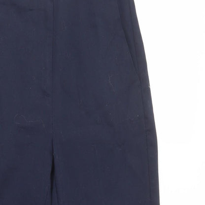 Womens UK Size 8 Marks Regular Fit Dress Pants Blue Trousers