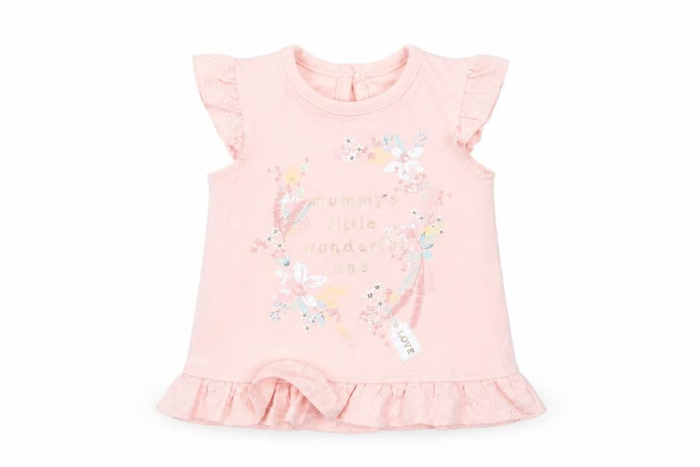 Front view of George Baby Pink Cotton Basic Blouse Size Newborn Crew Neck Button - Little Wonderful One