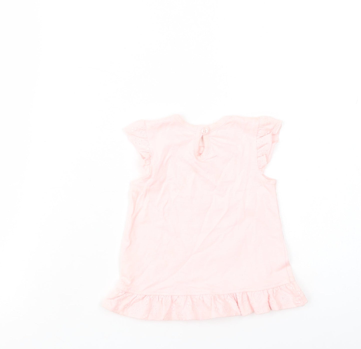 George Baby Pink  Cotton Basic Blouse Size Newborn Crew Neck Button - Little Wonderful One