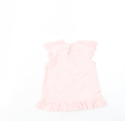 George Baby Pink  Cotton Basic Blouse Size Newborn Crew Neck Button - Little Wonderful One
