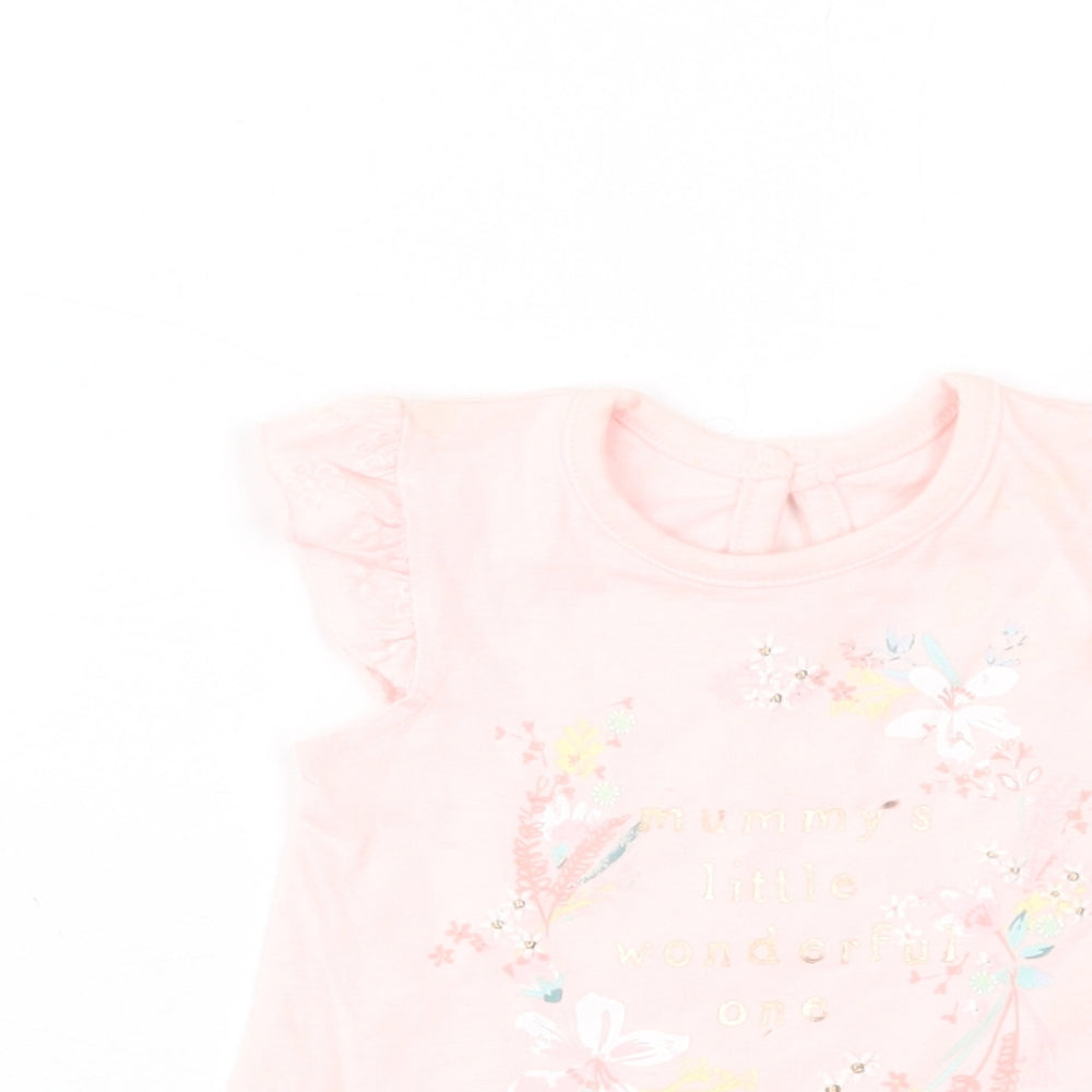 George Baby Pink  Cotton Basic Blouse Size Newborn Crew Neck Button - Little Wonderful One
