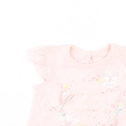 George Baby Pink  Cotton Basic Blouse Size Newborn Crew Neck Button - Little Wonderful One