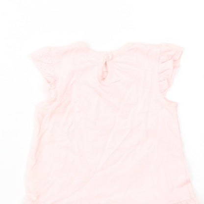 George Baby Pink  Cotton Basic Blouse Size Newborn Crew Neck Button - Little Wonderful One