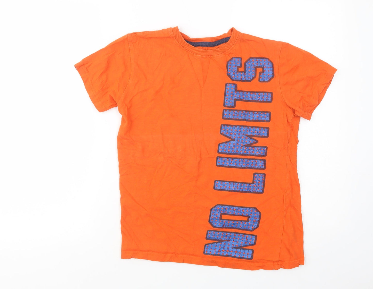 Dunnes Stores Boys Orange  Cotton Ringer T-Shirt Size 12-13 Years Crew Neck Pullover - No Limits