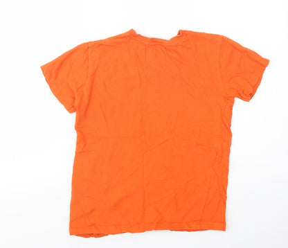 Dunnes Stores Boys Orange  Cotton Ringer T-Shirt Size 12-13 Years Crew Neck Pullover - No Limits