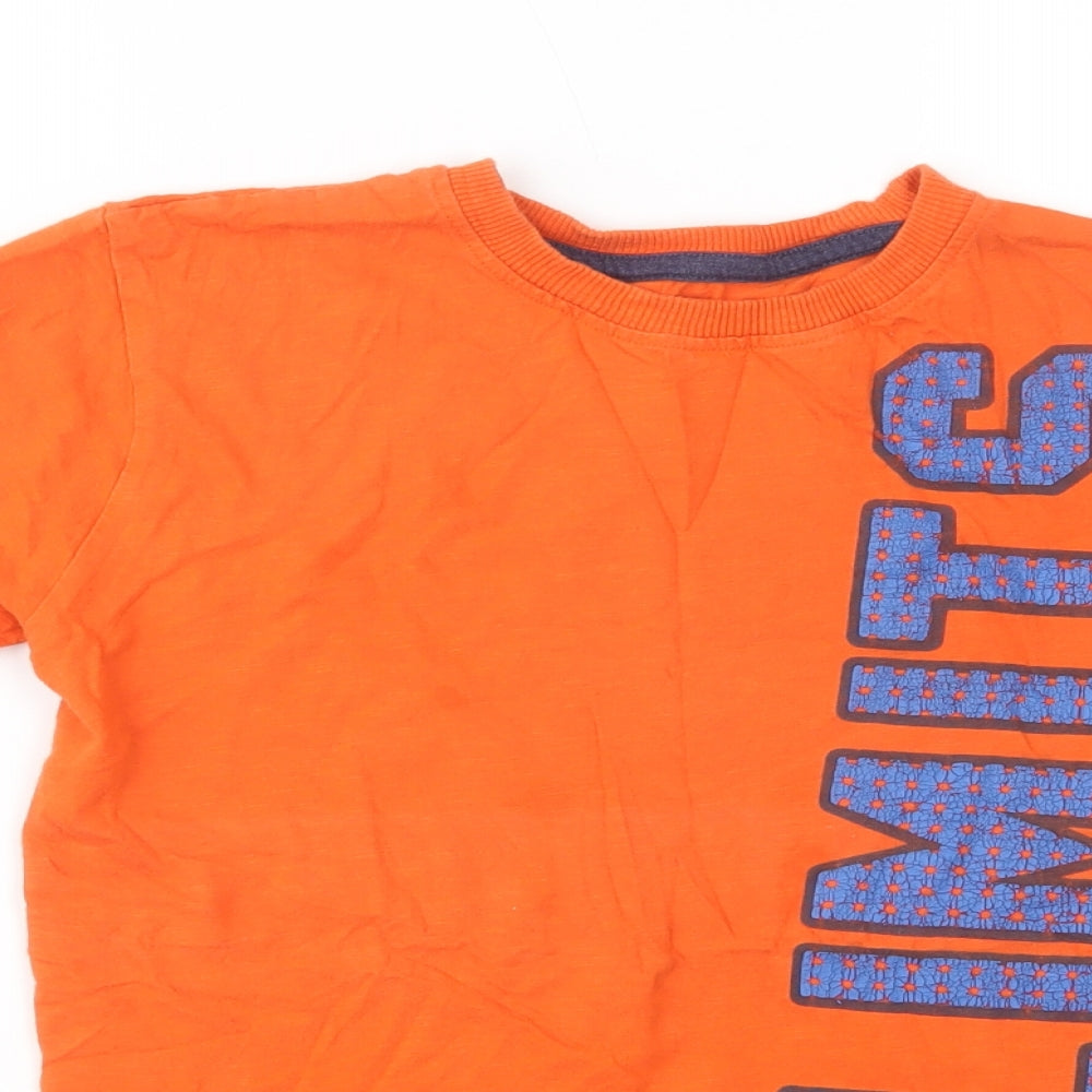 Dunnes Stores Boys Orange  Cotton Ringer T-Shirt Size 12-13 Years Crew Neck Pullover - No Limits
