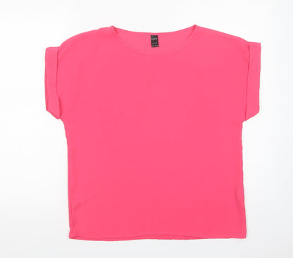 SheIn Womens Pink  Polyester Basic Blouse Size M Crew Neck