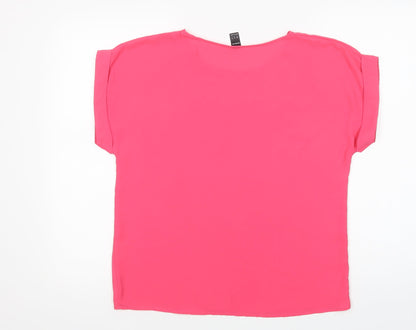 SheIn Womens Pink  Polyester Basic Blouse Size M Crew Neck