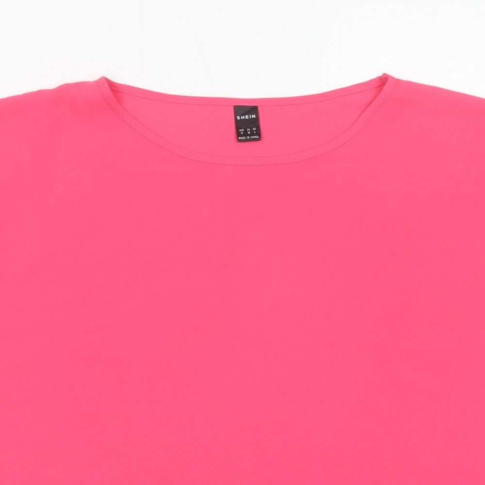 SheIn Womens Pink  Polyester Basic Blouse Size M Crew Neck