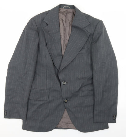 Smart Alex Mens Grey Striped Polyester Jacket Blazer Size 36