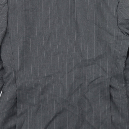 Smart Alex Mens Grey Striped Polyester Jacket Blazer Size 36