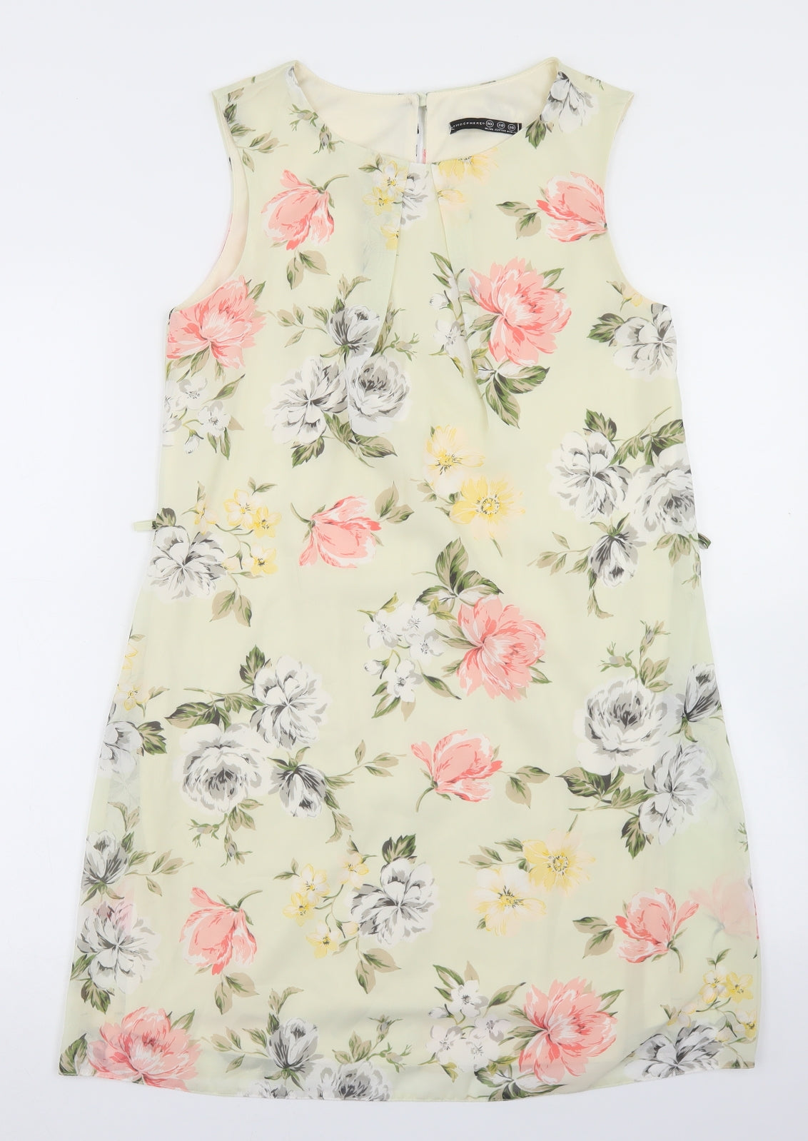 Atmosphere Womens Beige Floral Polyester A-Line  Size 10  Round Neck Button