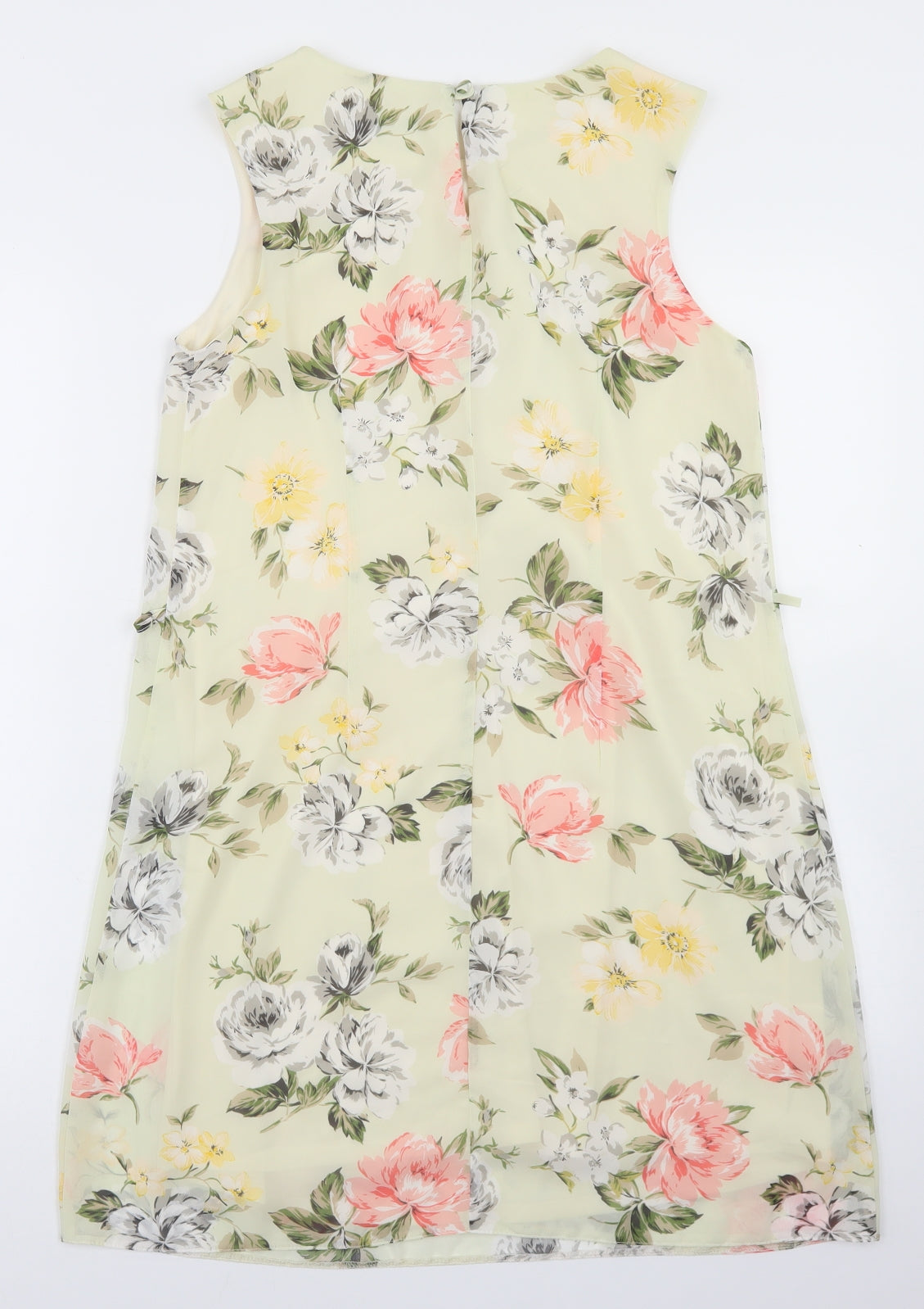 Atmosphere Womens Beige Floral Polyester A-Line  Size 10  Round Neck Button