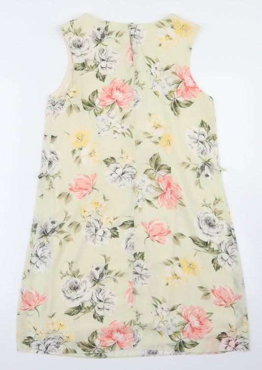 Atmosphere Womens Beige Floral Polyester A-Line  Size 10  Round Neck Button