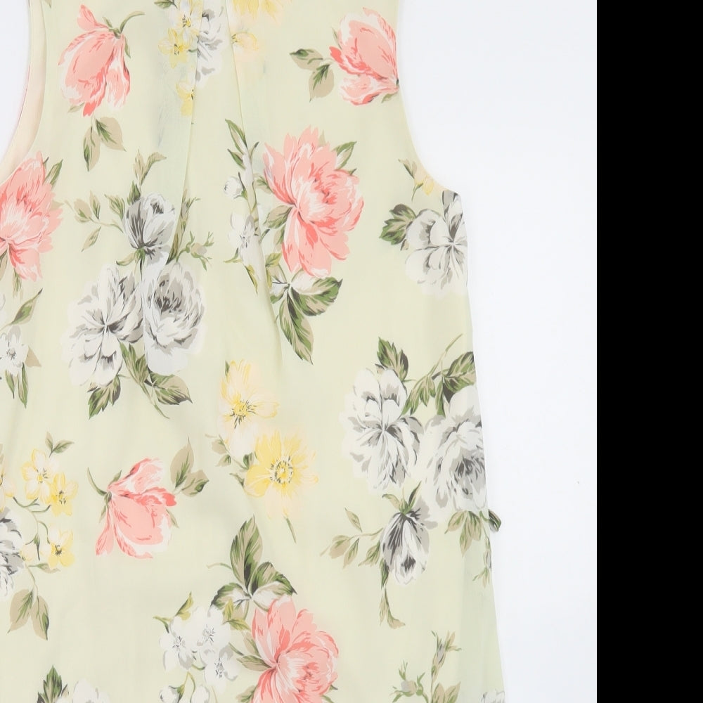 Atmosphere Womens Beige Floral Polyester A-Line  Size 10  Round Neck Button