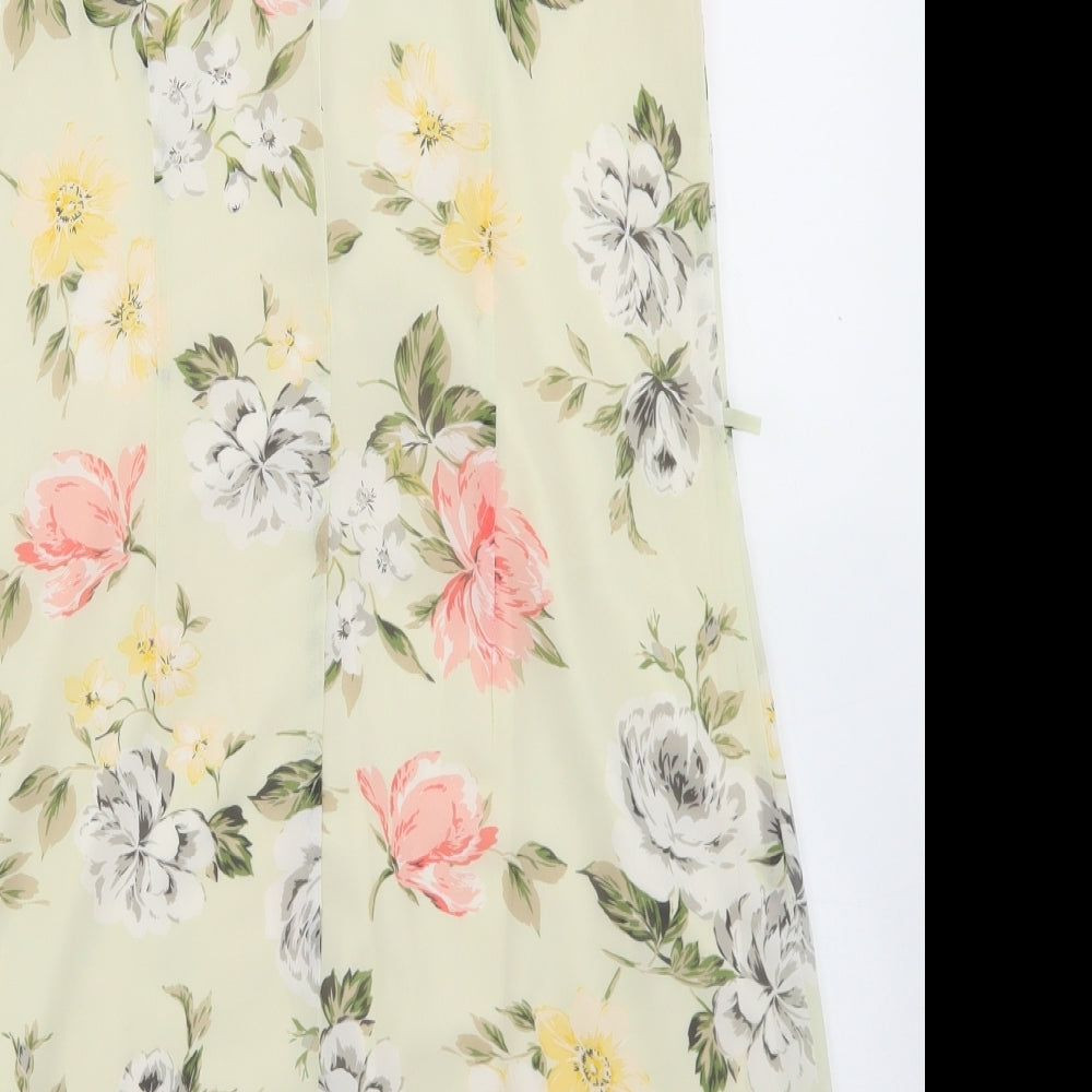 Atmosphere Womens Beige Floral Polyester A-Line  Size 10  Round Neck Button