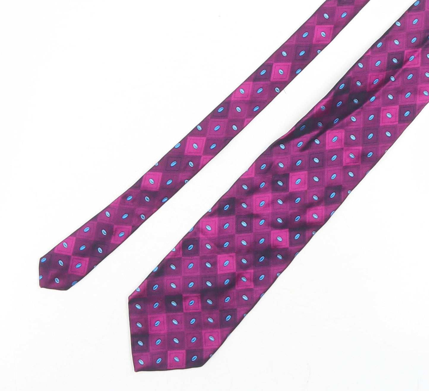Marks and Spencer Mens Purple Geometric Silk Pointed Tie One Size