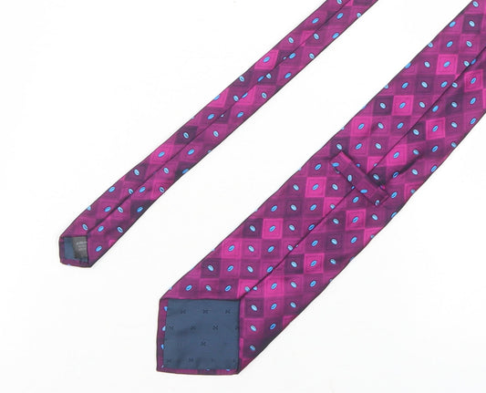Marks and Spencer Mens Purple Geometric Silk Pointed Tie One Size