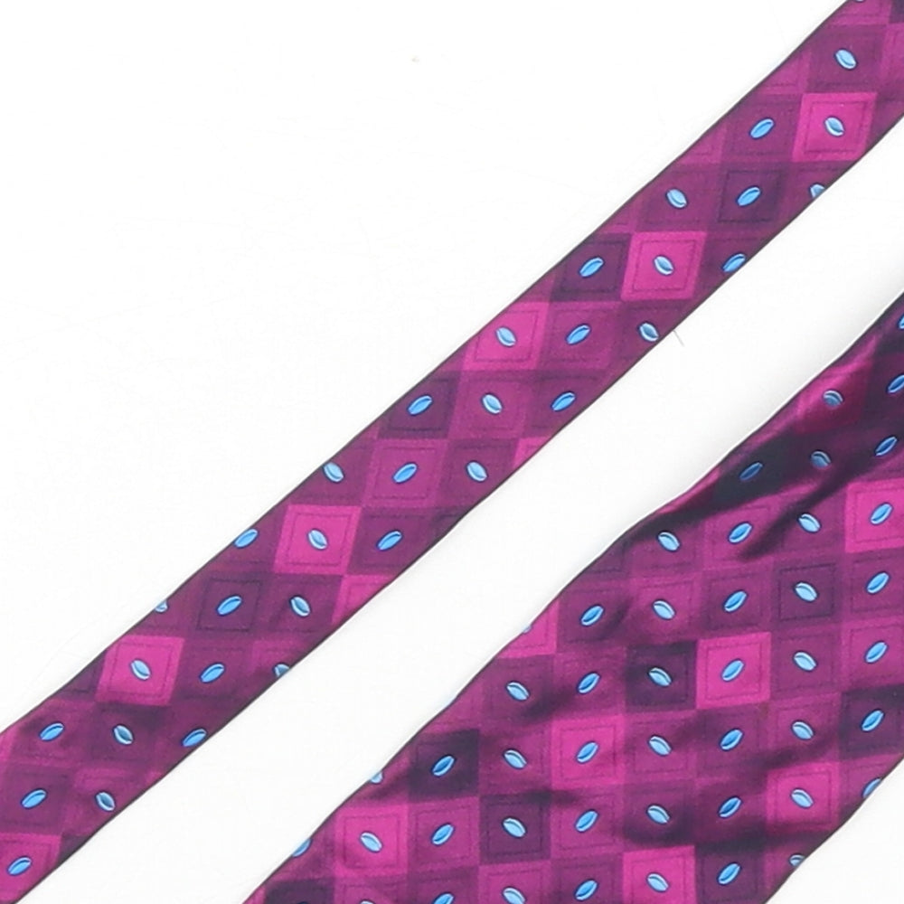 Marks and Spencer Mens Purple Geometric Silk Pointed Tie One Size