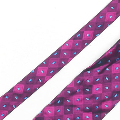 Marks and Spencer Mens Purple Geometric Silk Pointed Tie One Size