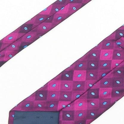 Marks and Spencer Mens Purple Geometric Silk Pointed Tie One Size
