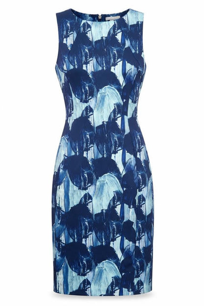 H&M Womens Blue Geometric Polyester Bodycon  Size XS  Round Neck Zip