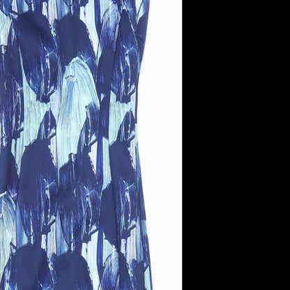 H&M Womens Blue Geometric Polyester Bodycon  Size XS  Round Neck Zip