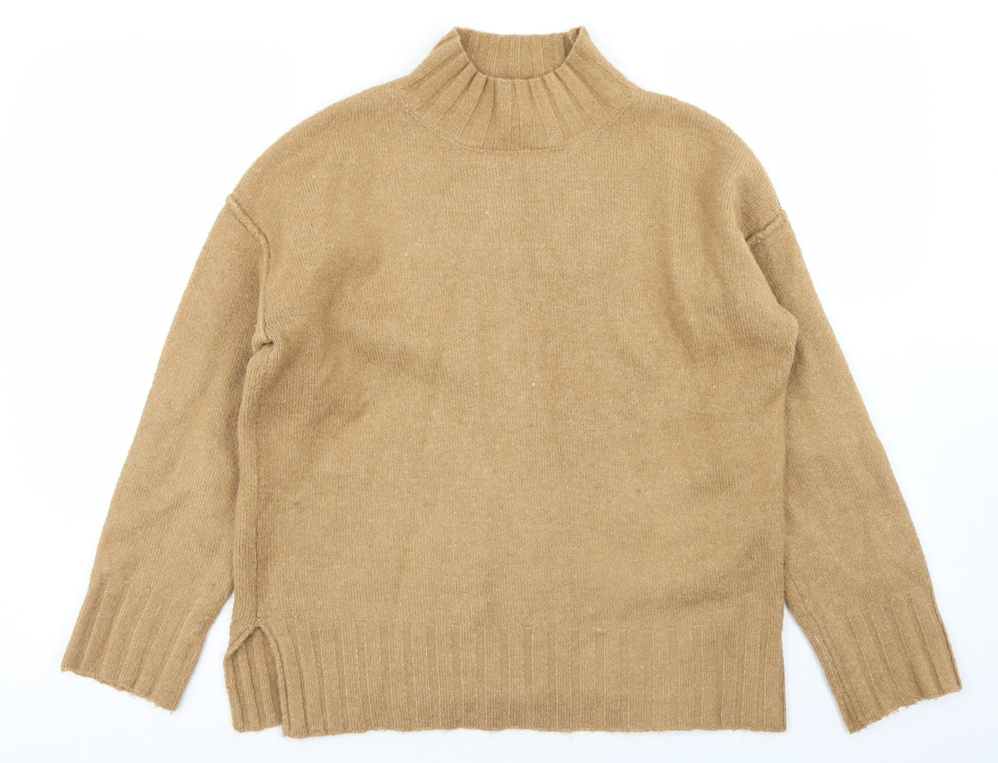 Primark Womens Brown Mock Neck  Acrylic Pullover Jumper Size S