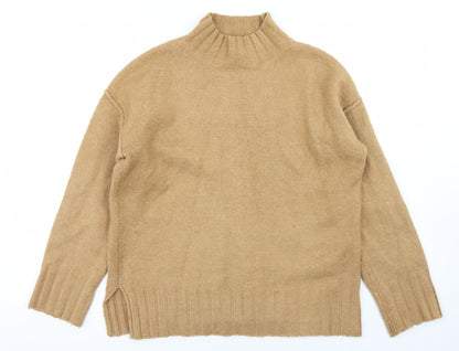 Primark Womens Brown Mock Neck  Acrylic Pullover Jumper Size S