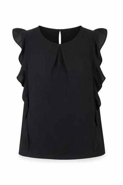 Boohoo Womens Black  Polyester Basic Blouse Size 10 Round Neck
