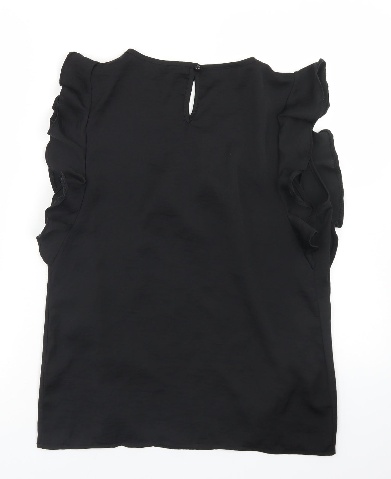 Boohoo Womens Black  Polyester Basic Blouse Size 10 Round Neck