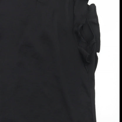 Boohoo Womens Black  Polyester Basic Blouse Size 10 Round Neck