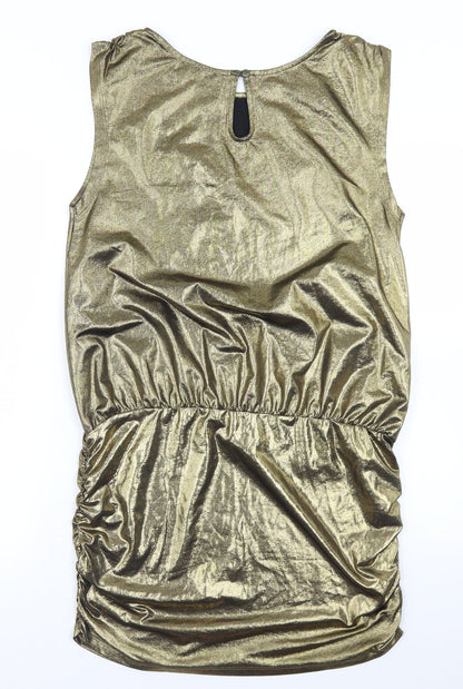 South Womens Gold  Polyester Skater Dress  Size 14  Round Neck