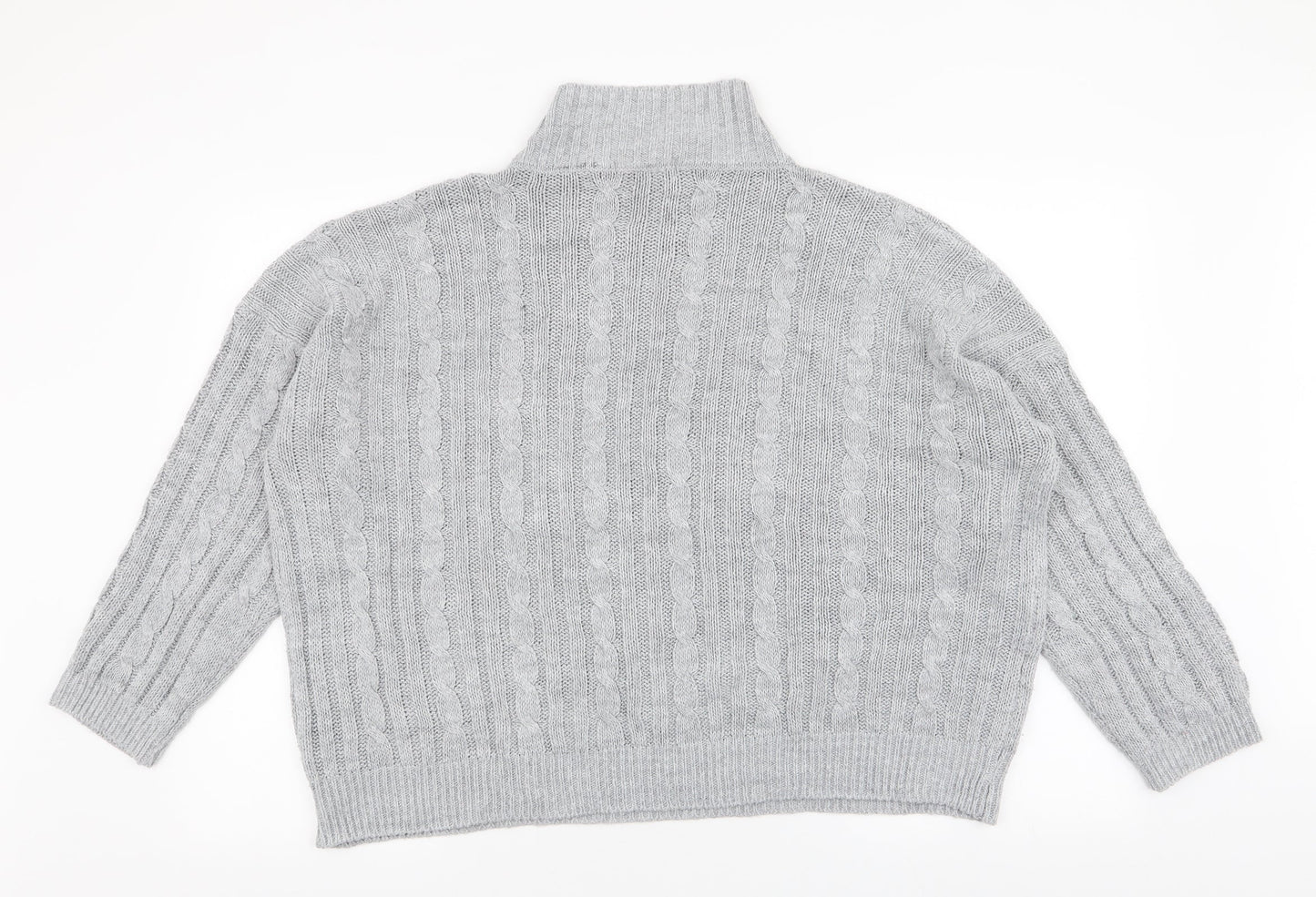 Lulua London Womens Grey High Neck  Acrylic Pullover Jumper Size XL