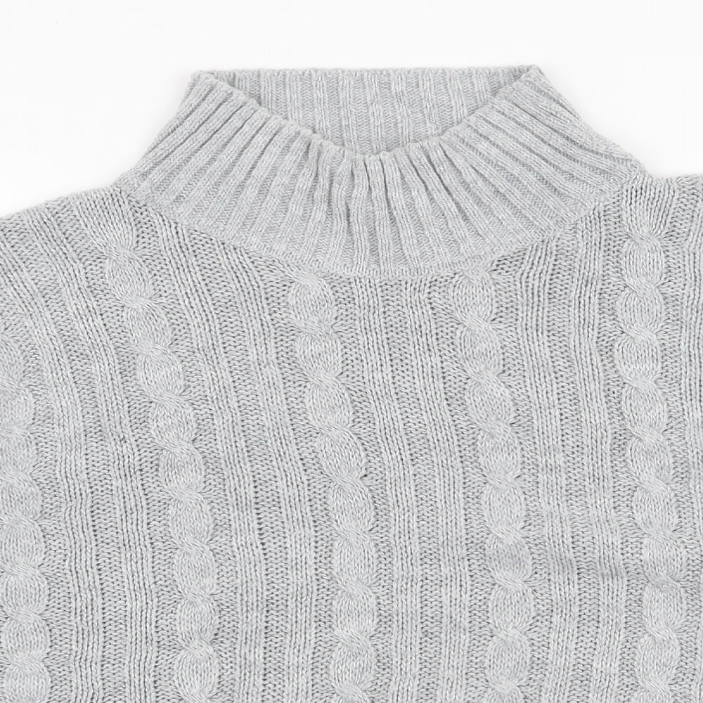Lulua London Womens Grey High Neck  Acrylic Pullover Jumper Size XL