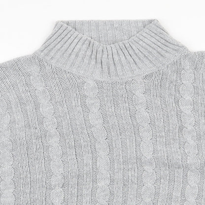 Lulua London Womens Grey High Neck  Acrylic Pullover Jumper Size XL