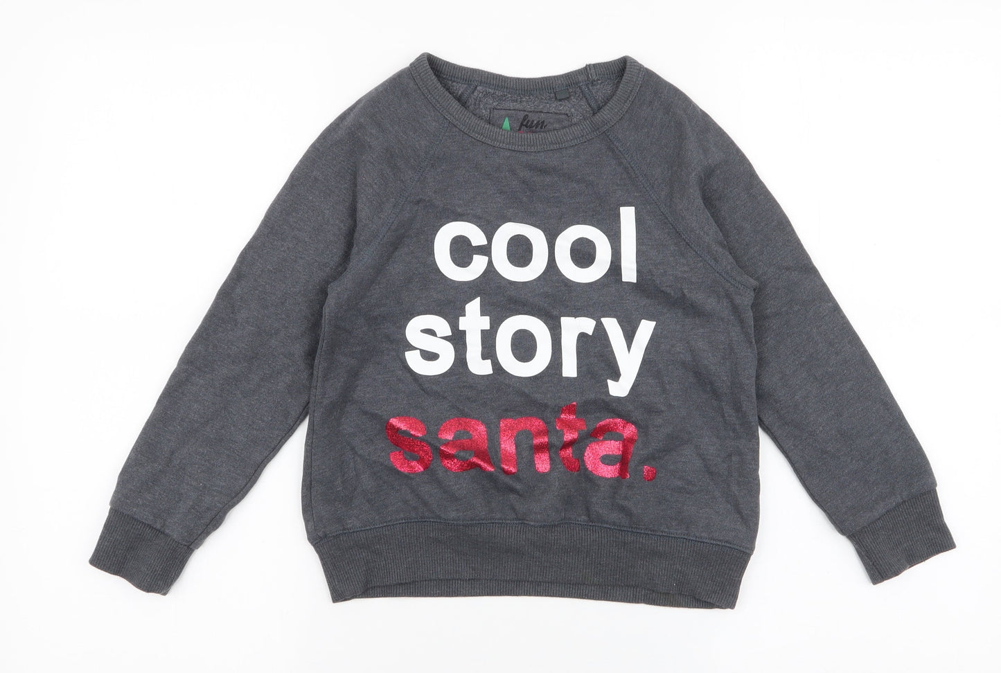 NEXT Boys Grey  Cotton Pullover Sweatshirt Size 7 Years  Pullover - Cool Story Santa, Christmas